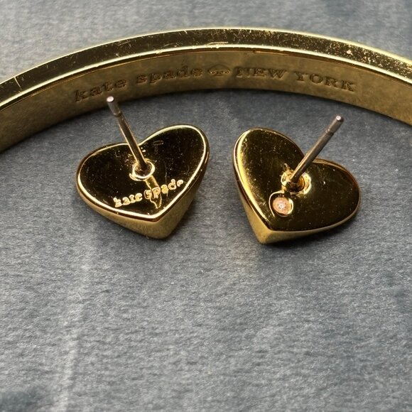 Kate Spade Goldtone bow bangle and earrings - Picture 3 of 5